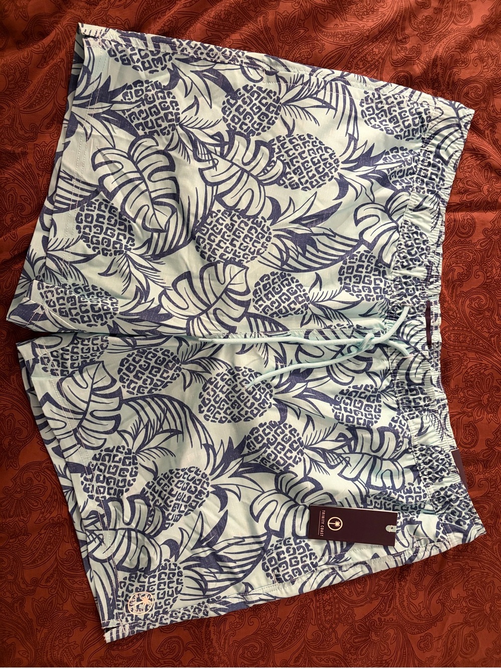 Trinity coast men’s Blue Pineapple Print Swim Shorts XXL new nwt